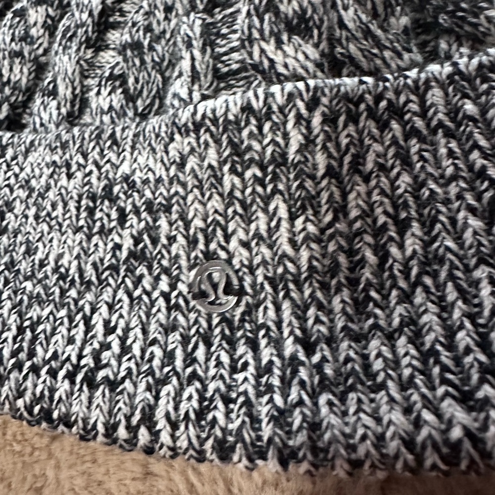 Lululemon Black and White Knit Beanie with Pom - Picture 2 of 2